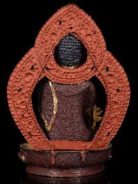 [medicine Buddha] With Parwa, Buddhist Handmade Statue, [partly Gold Plated], [thangka Color Finishing], [face Painted]