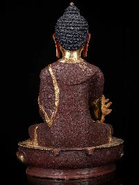 [medicine Buddha] With Parwa, Buddhist Handmade Statue, [partly Gold Plated], [thangka Color Finishing], [face Painted]