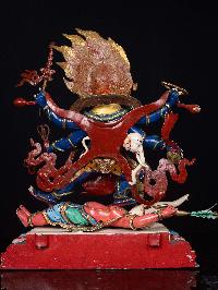 [master Quality] [mahakala Six Arms], Buddhist Handmade Statue, [face Painted], [thangka Color Finishing]