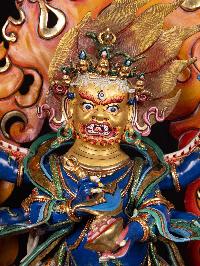 [master Quality] [mahakala Six Arms], Buddhist Handmade Statue, [face Painted], [thangka Color Finishing]