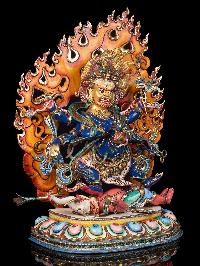 [master Quality] [mahakala Six Arms], Buddhist Handmade Statue, [face Painted], [thangka Color Finishing]