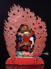 [master Quality] [mahakala Six Arms], Buddhist Handmade Statue, [face Painted], [thangka Color Finishing]
