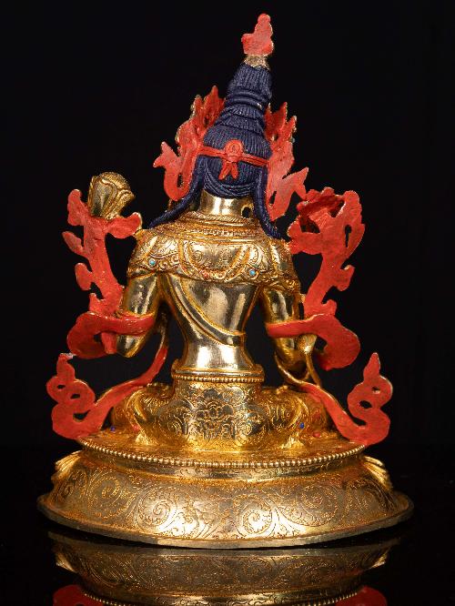 [white Tara], Buddhist Handmade Statue, [full Gold Plated],  [stone Setting], [face Painted]