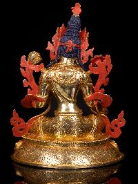 [green Tara], Buddhist Handmade Statue, [full Gold Plated],  [stone Setting], [face Painted]