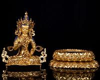 [vajrasattva] On Double Lotus Base, Buddhist Handmade Statue, [full Gold Plated],  [stone Setting], [face Painted]