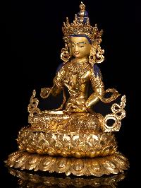 [vajrasattva] On Double Lotus Base, Buddhist Handmade Statue, [full Gold Plated],  [stone Setting], [face Painted]