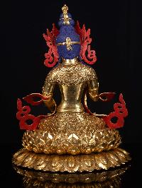 [vajrasattva] On Double Lotus Base, Buddhist Handmade Statue, [full Gold Plated],  [stone Setting], [face Painted]