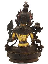 [old Stock] [green Tara], Buddist Handmade Statue,  [partly Gold Plated], [antique Finishing], [face Painted]