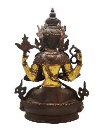 [old Stock] [chenrezig], Buddist Handmade Statue,  [partly Gold Plated], [antique Finishing], [face Painted]