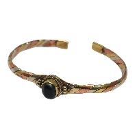 Brass Bracelet With Black [onyx] Design