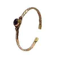 Brass Bracelet With Purple [amethyst] Stone