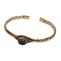 Brass Bracelet With Purple [amethyst] Stone