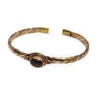 Brass Bracelet With Orange Tiger Eye Stone