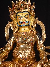 [yellow Jambhala] Buddhist Handmade Statue, [full Gold Plated],[stone Setting], [face Painted]