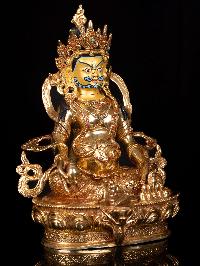 [yellow Jambhala] Buddhist Handmade Statue, [full Gold Plated],[stone Setting], [face Painted]