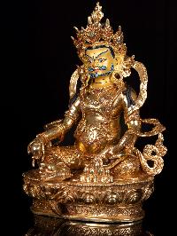 [yellow Jambhala] Buddhist Handmade Statue, [full Gold Plated],[stone Setting], [face Painted]