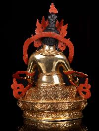 [yellow Jambhala] Buddhist Handmade Statue, [full Gold Plated],[stone Setting], [face Painted]