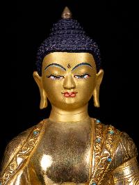 [shakyamuni Buddha] Buddhist Handmade Statue, [full Gold Plated],[stone Setting], [face Painted]