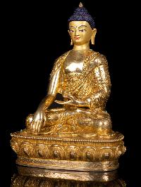 [shakyamuni Buddha] Buddhist Handmade Statue, [full Gold Plated],[stone Setting], [face Painted]
