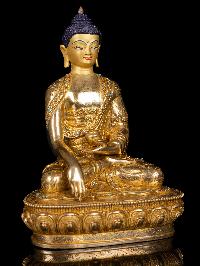 [shakyamuni Buddha] Buddhist Handmade Statue, [full Gold Plated],[stone Setting], [face Painted]