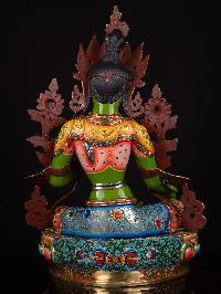 [green Tara] Buddhist Handmade Large Statue, [thangka Color Finishing], [face Painted]