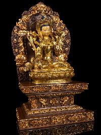 [white Tara] With Throne, Buddhist Handmade Statue, [full Gold Plated],[stone Setting], [face Painted]