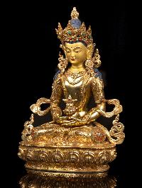 [aparimita] Buddhist Handmade Statue, [full Gold Plated],[stone Setting], [face Painted]