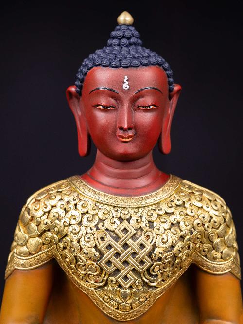 [amitabha Buddha] Buddhist Handmade Statue, [partly Gold Plated], [thangka Color Finishing]