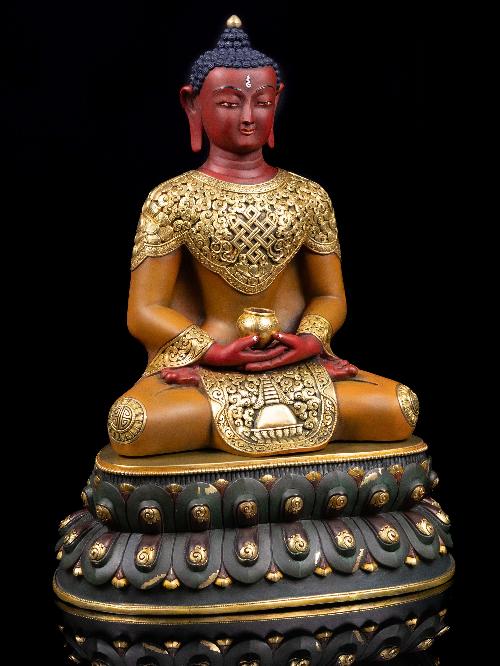 [amitabha Buddha] Buddhist Handmade Statue, [partly Gold Plated], [thangka Color Finishing]