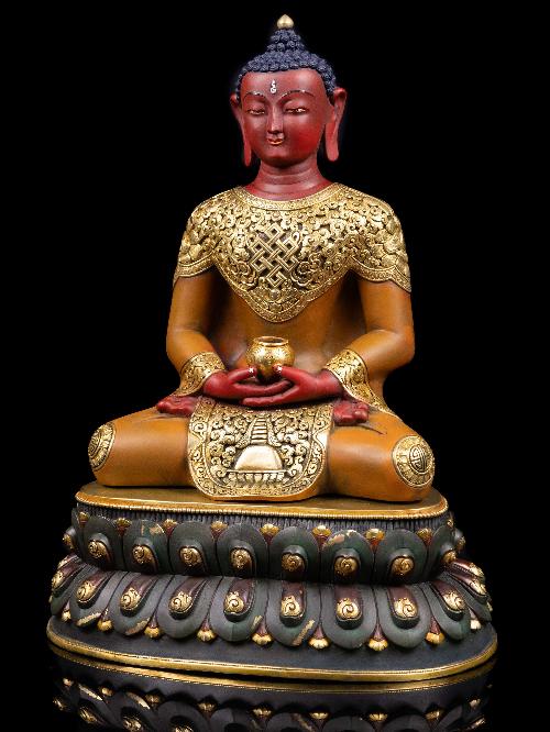[amitabha Buddha] Buddhist Handmade Statue, [partly Gold Plated], [thangka Color Finishing]