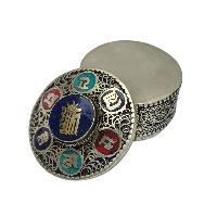 [jewelery Box] With Omph Design And Kalchakra In Center, [stone Setting]
