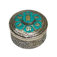 [jewelery Box] With Omph Design And Kalchakra In Center, [stone Setting]
