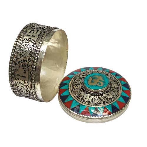[jewelery Box] With Om - Hindu Design, [stone Setting]