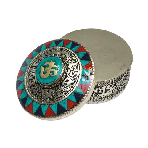 [jewelery Box] With Om - Hindu Design, [stone Setting]