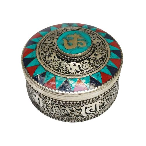 [jewelery Box] With Om - Hindu Design, [stone Setting]