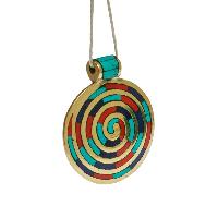 [metal Pendants] With Spiral Design, [stone Setting], [coral], [lapis], [turquoise]