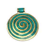 [metal Pendants] With Spiral Design, [stone Setting], [turquoise]