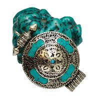 [zzzz], Tibetan Box With [double Dorje], [stone Setting], [coral]