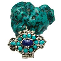 [ghau], Tibetan Box With [stone Setting], [lapis] In Center, [turquorise]