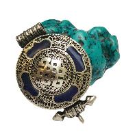 [ghau], Tibetan Box With [endless Knot] Design, [stone Setting], [lapis]