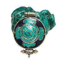 [ghau], Tibetan Box With [spiral] Design, [stone Setting], [turquoise], [lapis]