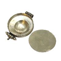 [ghau], Tibetan Box With Omph Design And, [buddha Eye] In Center, [stone Setting], [lapis], [turquoise]