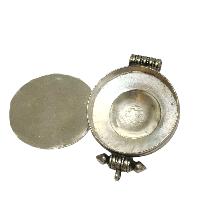 [ghau], Tibetan Box With Omph  Design And [kalachakra] In Center, [stone Setting], [turquoise]