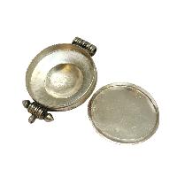 [ghau], Tibetan Box With Omph Design And [endless Knot] In Center, [stone Setting], [lapis], [turquoise]