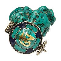 [ghau], Tibetan Box With [om], [stone Setting], [turquoise], [lapis]