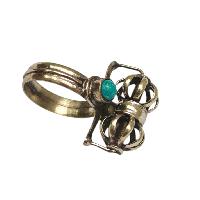 [metal Ring] With [dorje], [stone Setting],[coral], [turquoise]