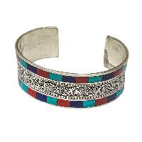 [metal Bracelet], With [stone Setting] Design, [turquoise] [coral], [lapis]