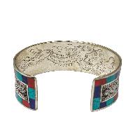 [metal Bracelet], With [stone Setting] Design, [turquoise] [coral], [lapis]