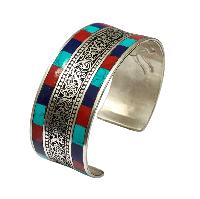 [metal Bracelet], With [stone Setting] Design, [turquoise] [coral], [lapis]