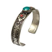 [metal Bracelet],with [stone Setting], [coral], [turquoise]